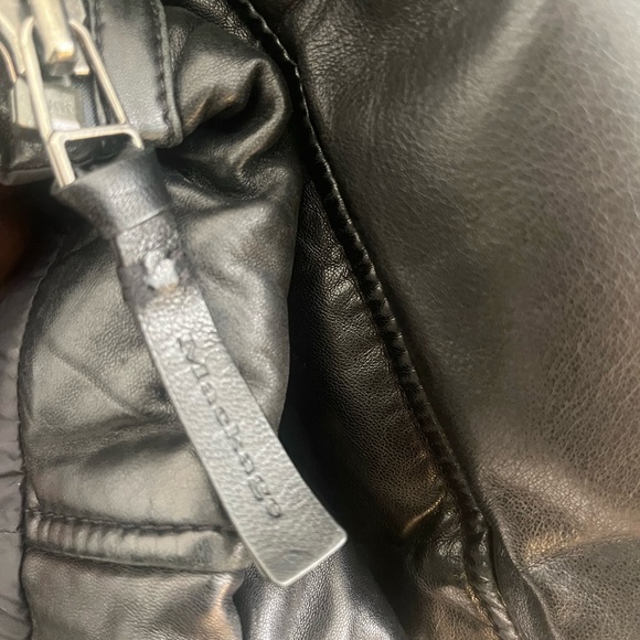 MACKAGE INGRID BLACK LEATHER DOWN COAT WITH FUR HOOD - Picture 10 of 14